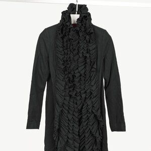 Sinclaire 10 Black Wool Ruffled-Front Coat